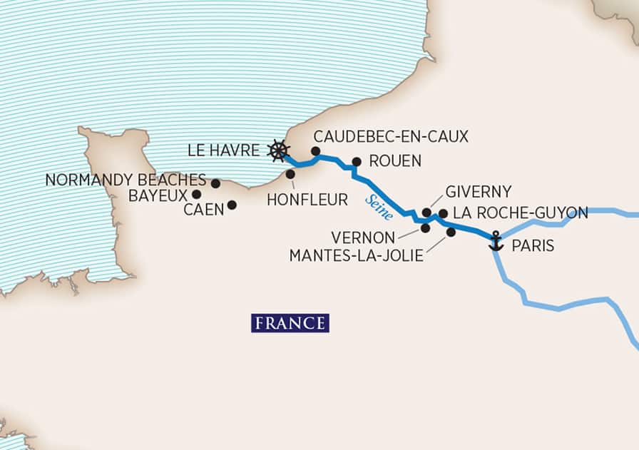 Impressions of the Seine & Paris Itinerary Map
